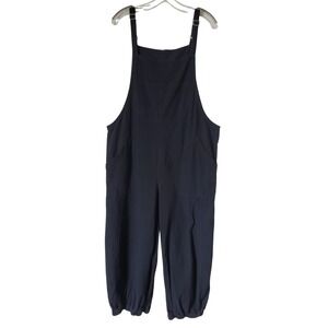 YESNO Black Cotton Overalls Jumpsuit Barrel Lantern Leg Women's Large‎ Bohemian